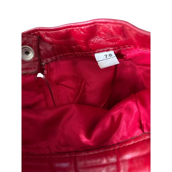 Vintage Red Leather Pencil Skirt 7/8 26” Waist - Picture 9 of 9